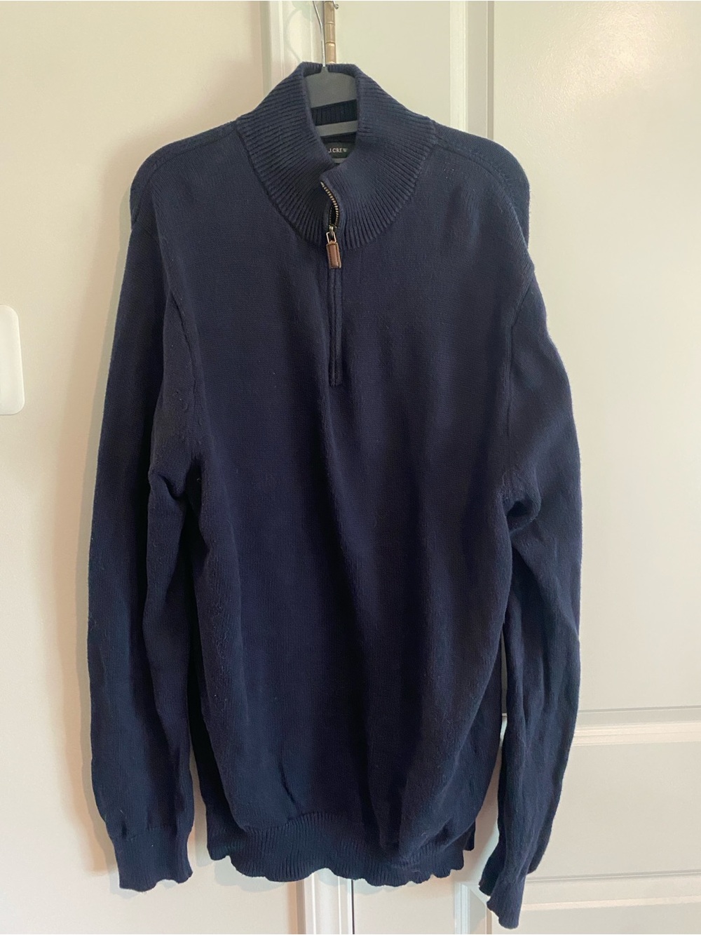J. Crew Navy Zip-Front Mock Neck Sweater